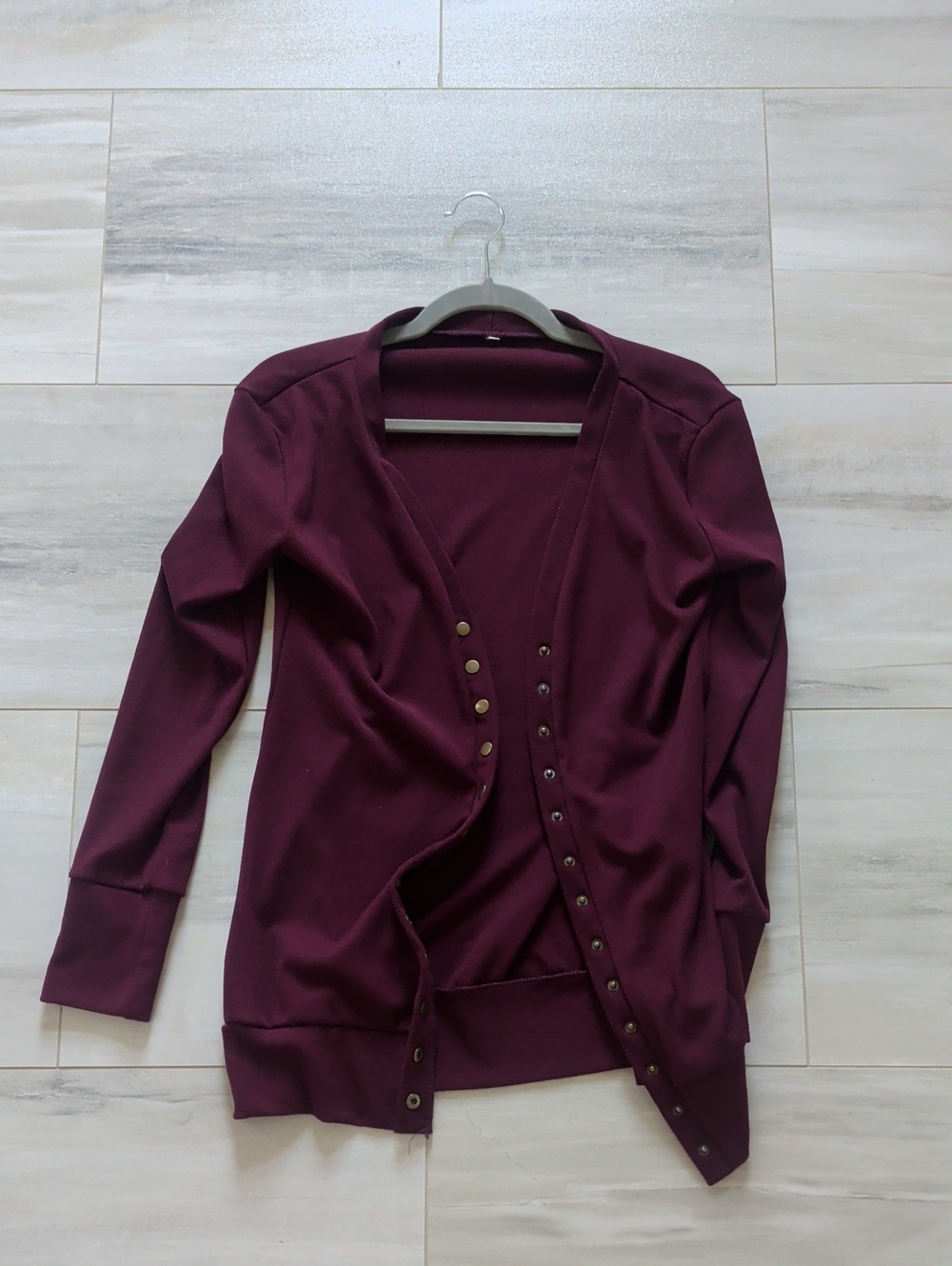 Women’s Maroon Snap-Front Cardigan Sweater